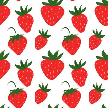 Hand drawn seamless strawberry pattern. Stock Illustration