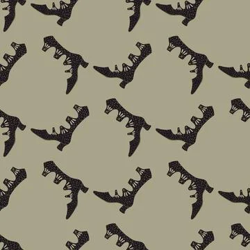 Hand drawn seamless style pattern with dark brown women boots elements. Grey  Stock Illustration