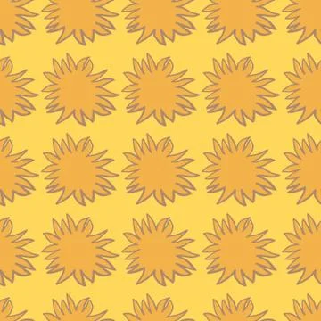 Hand drawn seamless summer pattern with sun elements. Star shapes in orange c Illustrazione stock