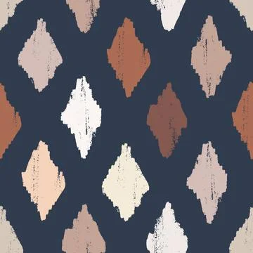 Hand drawn seamless textured pattern with rhombus and diamonds for backgrounds Stock Illustration