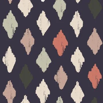 Hand drawn seamless textured pattern with rhombus and diamonds for backgrounds 库存插图