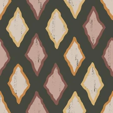 Hand drawn seamless textured pattern with rhombus and diamonds for backgrounds Stock Illustration
