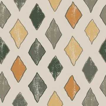 Hand drawn seamless textured pattern with rhombus and diamonds for backgrounds 库存插图
