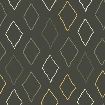 Hand drawn seamless textured pattern with rhombus and diamonds for backgrounds Stock Illustration