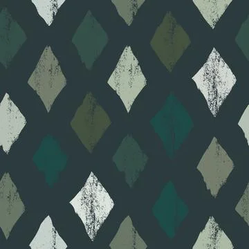 Hand drawn seamless textured pattern with rhombus and diamonds for backgrounds Stock Illustration