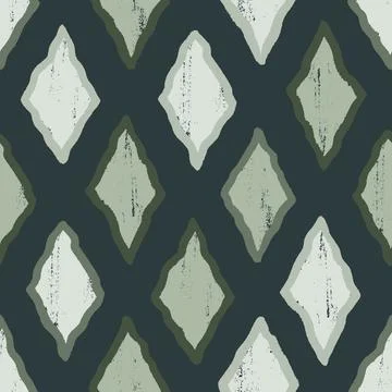 Hand drawn seamless textured pattern with rhombus and diamonds for backgrounds Stock Illustration