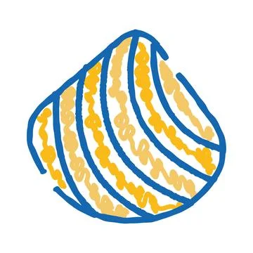 Hand drawn seashell showing blue and yellow stripes Stock Illustration