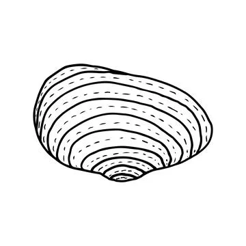 Hand-drawn seashell spiral with a texture of many dots. Stock Illustration