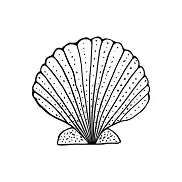 Hand-drawn seashell spiral with a texture of many dots. Stock Illustration