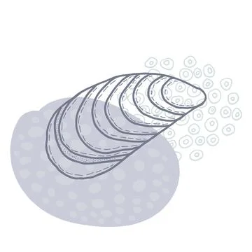 Hand-drawn seashell spiral with a texture of many dots. Stock Illustration