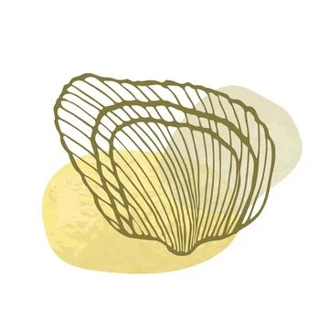 Hand-drawn seashell spiral with a texture of many dots. Stock Illustration