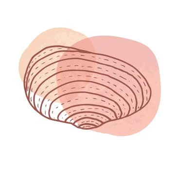 Hand-drawn seashell spiral with a texture of many dots. Stock Illustration