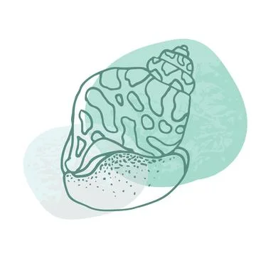 Hand-drawn seashell spiral with a texture of many dots. Stock Illustration