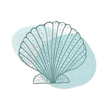 Hand-drawn seashell spiral with a texture of many dots. Stock Illustration