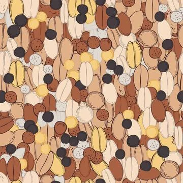 Hand drawn  seeds.  Vector  seamless pattern Stock Illustration
