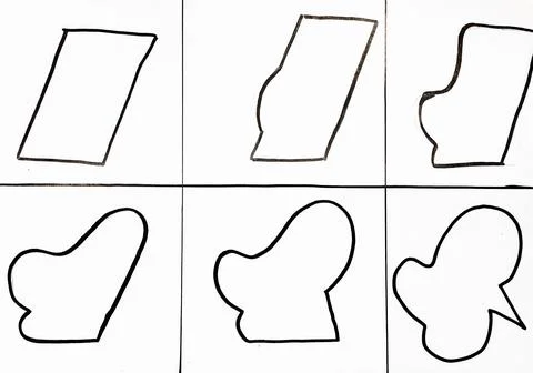 Hand-drawn sequences of changes of abstract object Stock Illustration