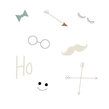 Hand drawn set of abstract doodle elements. use for concept design. isolated on Illustrazione stock