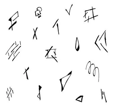 Hand drawn set of abstract shapes, strokes, lines. Isolated black vector illu Stock Illustration