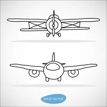Hand drawn set of Airplanes Stock Illustration