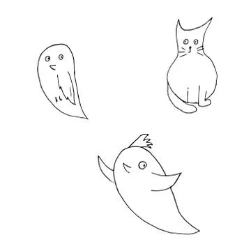 Hand drawn set of animals isolated on white background. Stock Illustration