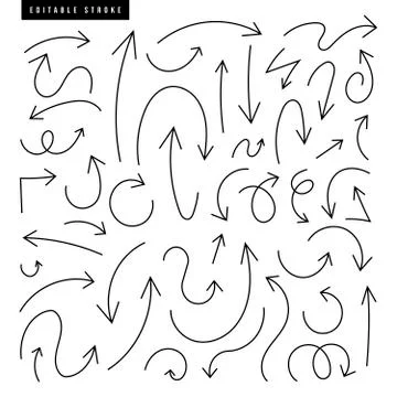 Hand drawn Set of Arrow Elements in Doodle Style Stock Illustration