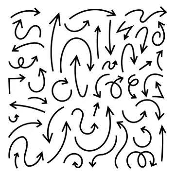 Hand drawn Set of Arrow Elements in Doodle Style Illustrazione stock