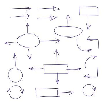 Hand drawn set of arrows and block schemes, vector illustration イラスト素材