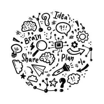 Hand drawn set of brainstorm Stock Illustration