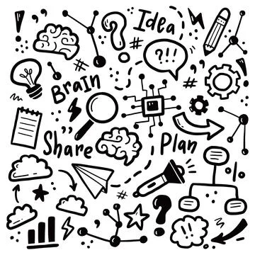 Hand drawn set of brainstorm イラスト素材