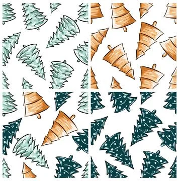 Hand drawn set Christmas tree patterns vector illustration イラスト素材