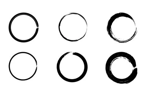 Hand-drawn set of circle brush Stock Illustration
