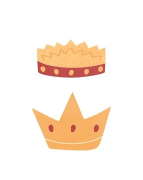 Hand drawn set of crowns.Modern vector illustration isolated on white backgro Stock Illustration