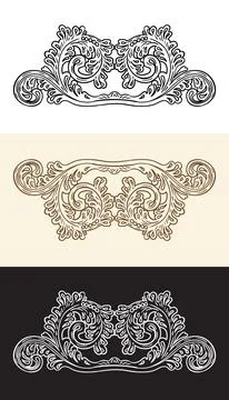 Hand drawn set of decorative ornament vector cut out illustration Stock Illustration