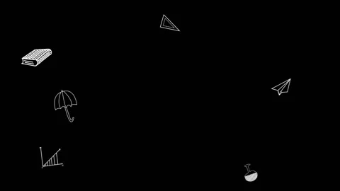 Hand Drawn Set Of Doodle Animation In Black Backdrop Stock Footage 143892997