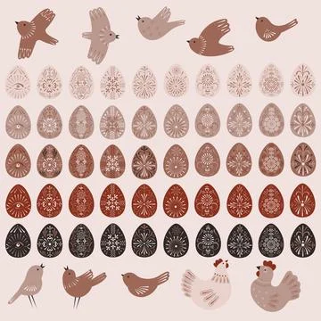 Hand drawn set for easter holiday design in vector Stock Illustration