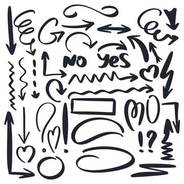 Hand drawn set elements for design doodle style Stock Illustration