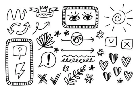 Hand drawn set elements. Emphasis concept design. Stock Illustration