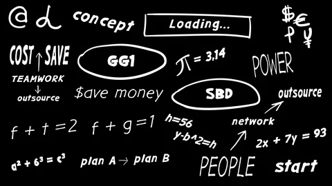 Hand-drawn set of formulas and symbols Stock Footage 106713476