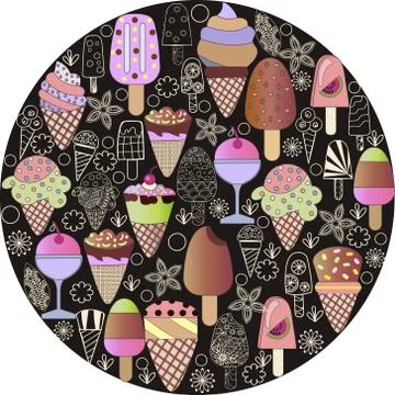 Hand-drawn set of-ice-cream cartoon doodle objects Stock Illustration