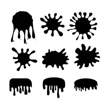 Hand drawn set of ink splatters. Cut isolated vector illustration for your we Stock Illustration