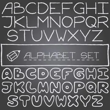 Hand drawn set on letters, 2 full alphabets Stock Illustration