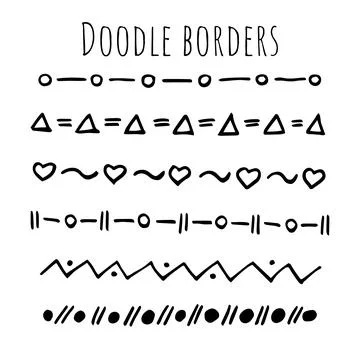 Hand drawn set of line borders and frames. Vector sketch elements of design Stock Illustration