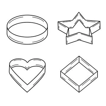 Hand drawn set of molds for making cookies. Doodle style. Sketch. Vector. Stock Illustration