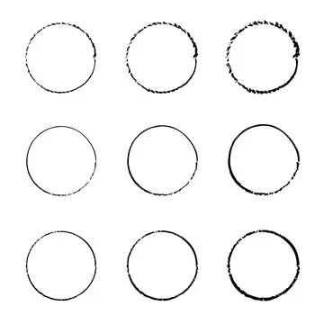 Hand drawn set of objects. Black Vector doodle ellipses. Speed lines in circle 스톡 일러스트