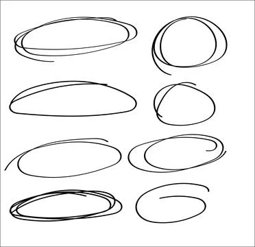 Hand drawn set of objects for design use. Black Vector doodle circles on tr.. Ilustración de archivo