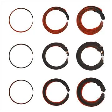 Hand drawn set of objects. Round frames in doodle style. Ideal for vintage label Stock Illustration