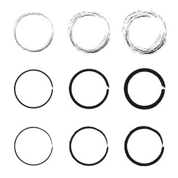 Hand drawn set of objects. Rounds scribble line circles. Simple hand drawn Ilustración de archivo