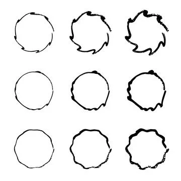 Hand drawn set of objects. Vector grunge round shapes. Ideal for vintage label Stock Illustration