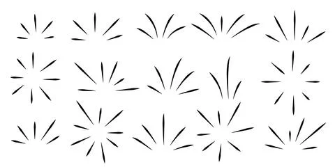 Hand drawn set of rays, flashes, motion Stock Illustration