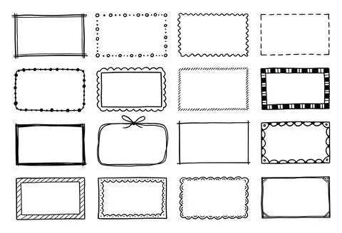 Hand drawn set of rectangle frame. Stock Illustration